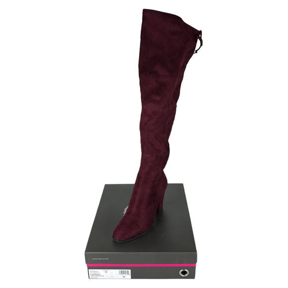 VINCE CAMUTO TAPLEY Burgundy Thigh High Block Heel Long Boots - Picture 14 of 14
